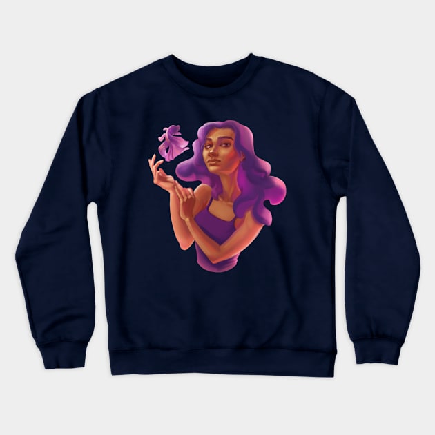 Girl with fish Crewneck Sweatshirt by Yana Graffox